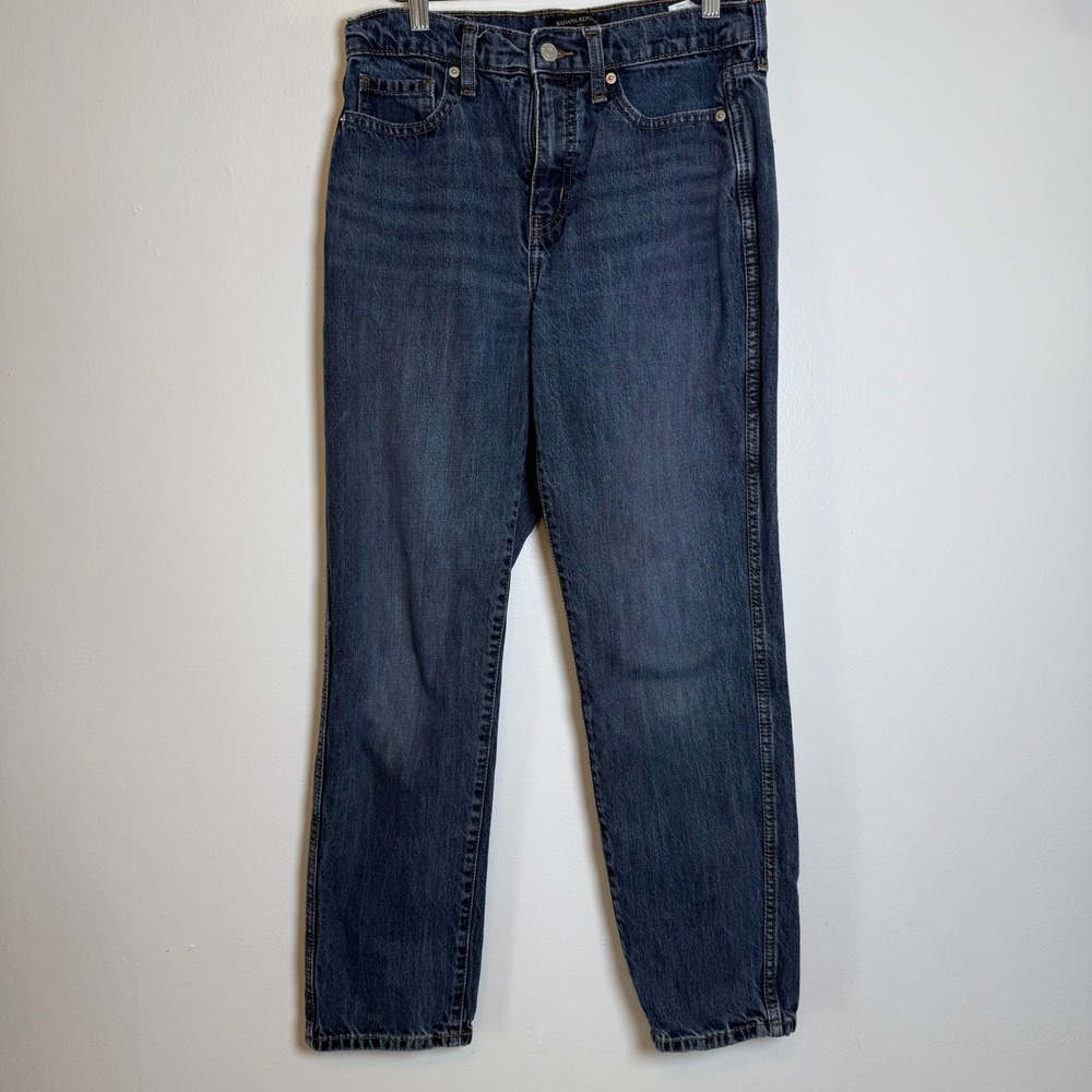 Banana Republic High-Rise Straight Fit Jeans Womens 27/4 Blue Dark‎ Wash Denim